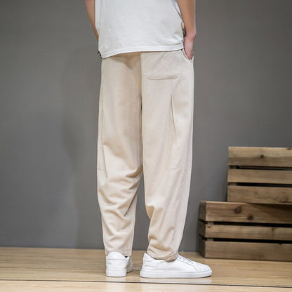 Spring Cotton Linen Pants Men Elastic Waist Casual Harem Pant Loose Sweatpants Traditional Chinese Trousers pantalons homme