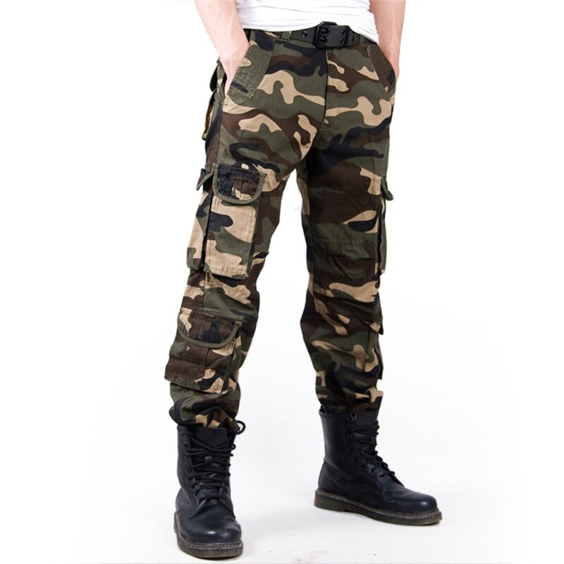 2022 Men's Cargo Pant Baggy Casual Men Tactical Pant Multi Pocket Military Overall Male Outdoors Long Trouser Army Camouflage