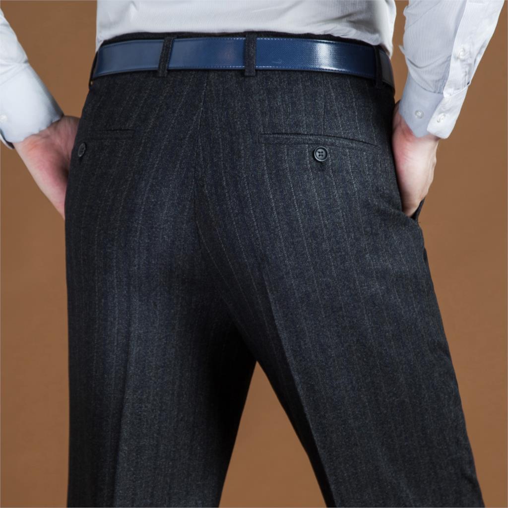 High Waist Wool Men Pants Classic Straight Loose Pleated Black Suit Pant For Men Formal Trousers Men