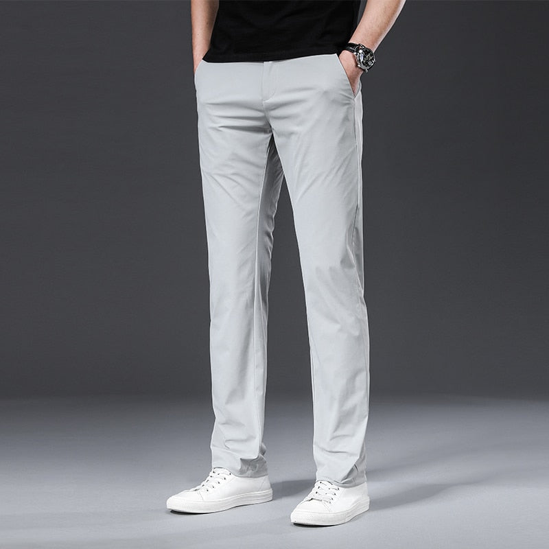 Classic High Quality Men Trousers Spring Summer Midweight Solid Color Straight Trousers Male Full Length Casual Pants Men